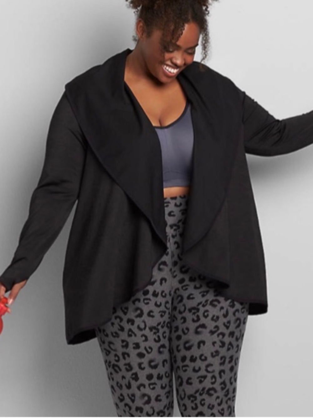 Lane Bryant LIVI Black Draped Cardigan Plus 22/24